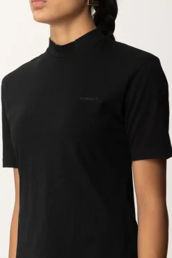 Pinko T-shirt Collo Alto con Ricamo LogoNERO LIMOUSINE