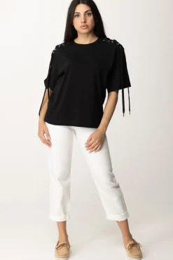 Pinko T-shirt con Lacci LateraliNERO LIMOUSINE