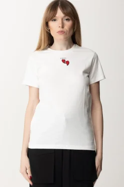 Pinko T-shirt con Ricamo CuoriBIANCO SETA