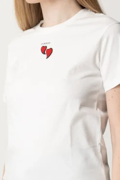 Pinko T-shirt con Ricamo CuoriBIANCO SETA
