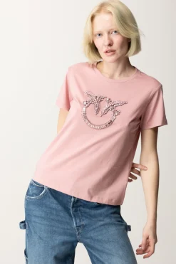 Pinko T-shirt con Ricamo Logo Love BirdsROSA ZEFIRO