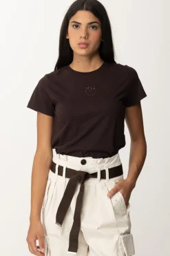 Pinko T-shirt con Ricamo Love BirdsMARRONE