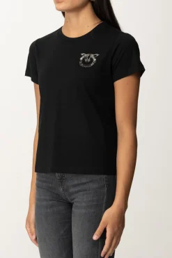Pinko T-shirt con Ricamo Logo GioielloNERO LIMOUSINE
