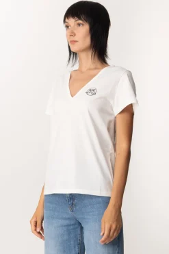 Pinko T-shirt con Scollo a V e LogoWHITE