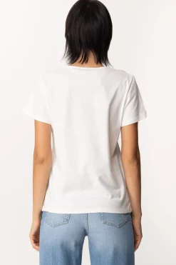 Pinko T-shirt con Scollo a V e LogoWHITE