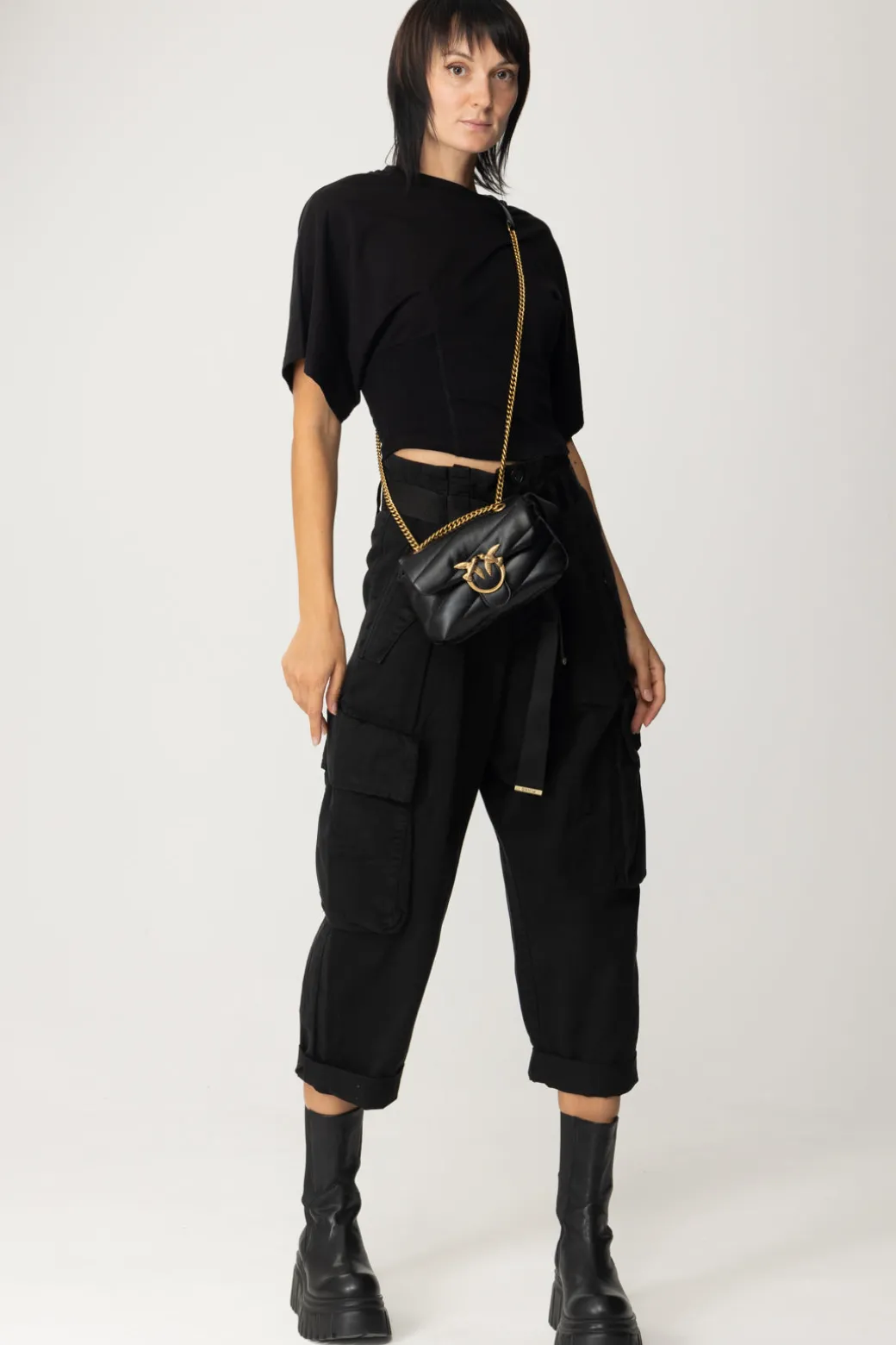 Pinko T-shirt Corta con Maniche AmpieNERO LIMOUSINE