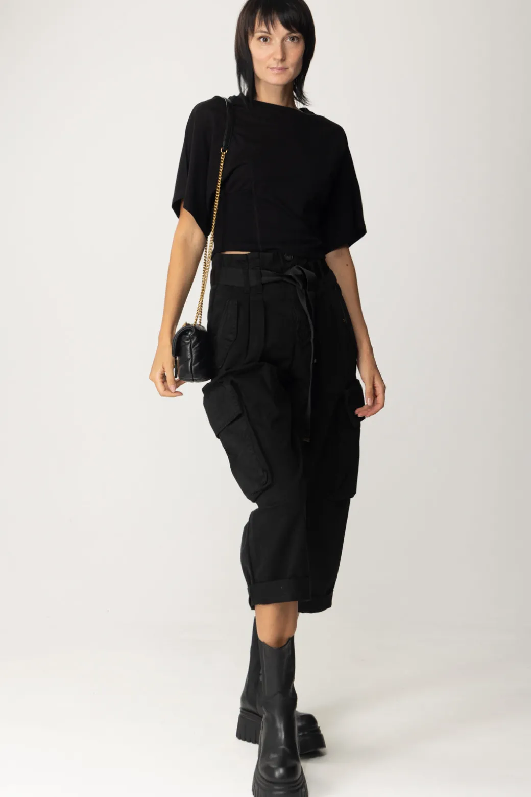 Pinko T-shirt Corta con Maniche AmpieNERO LIMOUSINE