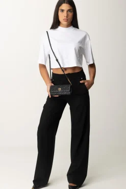 Pinko T-shirt Crop Over con Ricamo LogoBIANCO BRILL.