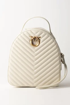 Pinko Zaino Love Click Trapuntato ChevronBIANCO SETA-ANTIQUE GOLD