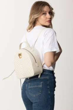 Pinko Zaino Love Click Trapuntato ChevronBIANCO SETA-ANTIQUE GOLD