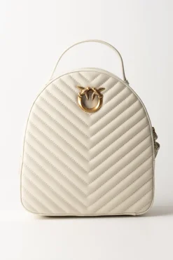 Pinko Zaino Love Click Trapuntato ChevronBIANCO SETA-ANTIQUE GOLD