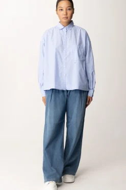 Replay Camicia Comfort Fit a RigheWHITE/BLUE