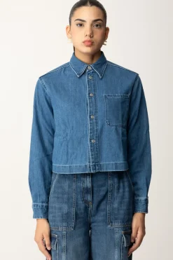 Replay Camicia Crop In DenimMEDIUM BLUE