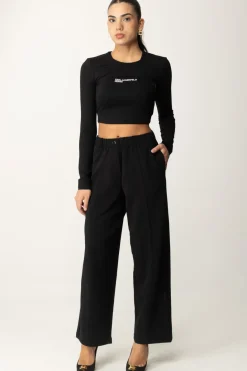 Replay Pantaloni Larghi a Vita AltaBLACK