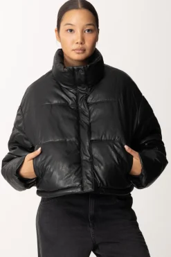 Replay Piumino Crop ImbottitoBLACK