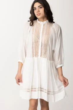 Semicouture Abito Corto In Pizzo e Mussola AndreinaIVORY