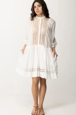 Semicouture Abito Corto In Pizzo e Mussola AndreinaIVORY