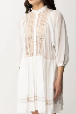 Semicouture Abito Corto In Pizzo e Mussola AndreinaIVORY