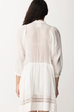 Semicouture Abito Corto In Pizzo e Mussola AndreinaIVORY