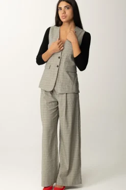 Semicouture Gilet Monopetto Stampa Tartan MaudePRINCIPE GALLES