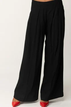 Semicouture Pantaloni Palazzo con Pieghe Impunturate NinaNERO