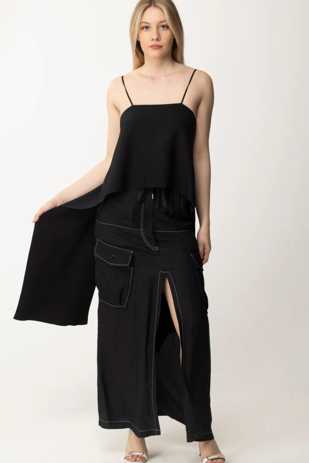 Semicouture Top Allacciato Sul Retro ElaineNERO