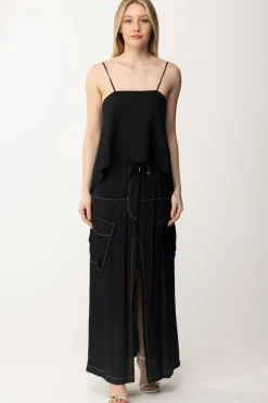 Semicouture Top Allacciato Sul Retro ElaineNERO