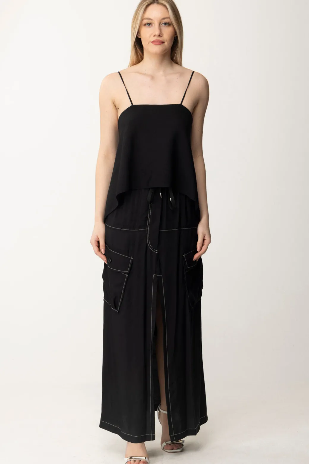 Semicouture Top Allacciato Sul Retro ElaineNERO