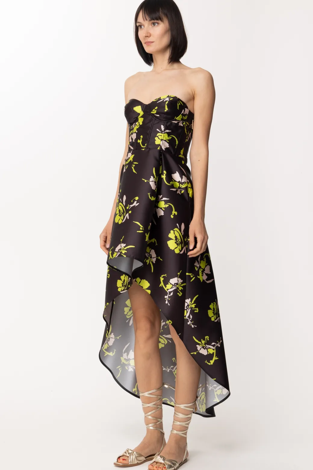 Simona Corsellini Abito con Corpetto e Stampa FloralNERO