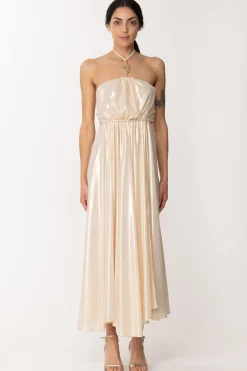 Simona Corsellini Abito Lungo con Allacciatura Al ColloLIGHT GOLD