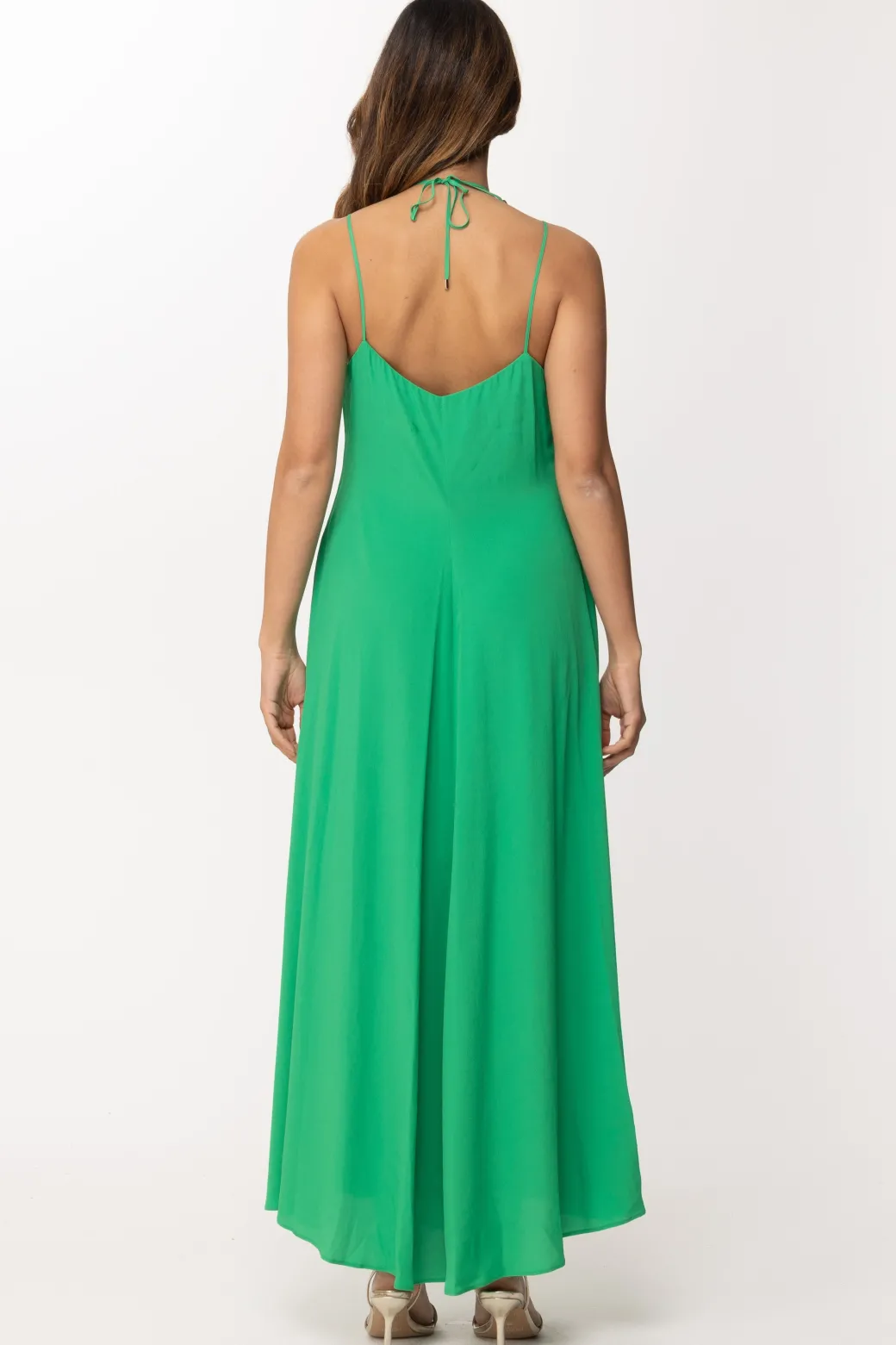 Simona Corsellini Abito Lungo con Accessorio Nodo OroBRIGHT GREEN