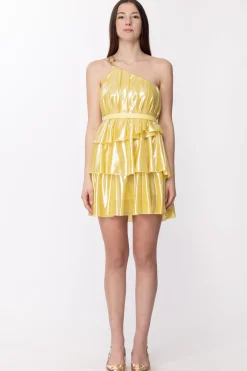 Simona Corsellini Abito Monospalla con Balze e CinturaLIME