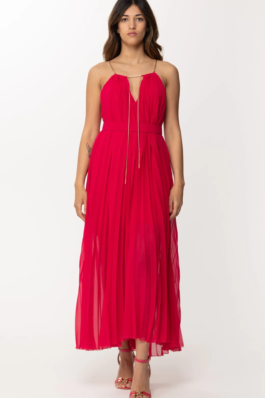 Simona Corsellini Abito Plissettato con GioielloFUCSIA