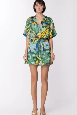 Simona Corsellini Camicia con Stampa FlorealeBRIGHT GREEN