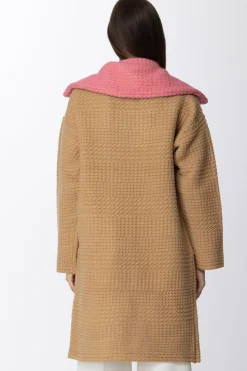 Simona Corsellini Cappotto In Panno con Rever a ContrastoCAMMELLO/PINK