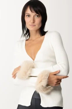 Simona Corsellini Cardigan con Inserti In PellicciaWHITE CLOUD