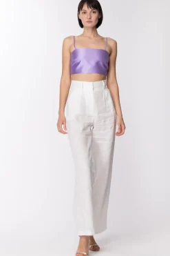 Simona Corsellini Crop Top a Fascia In RasoLILAC