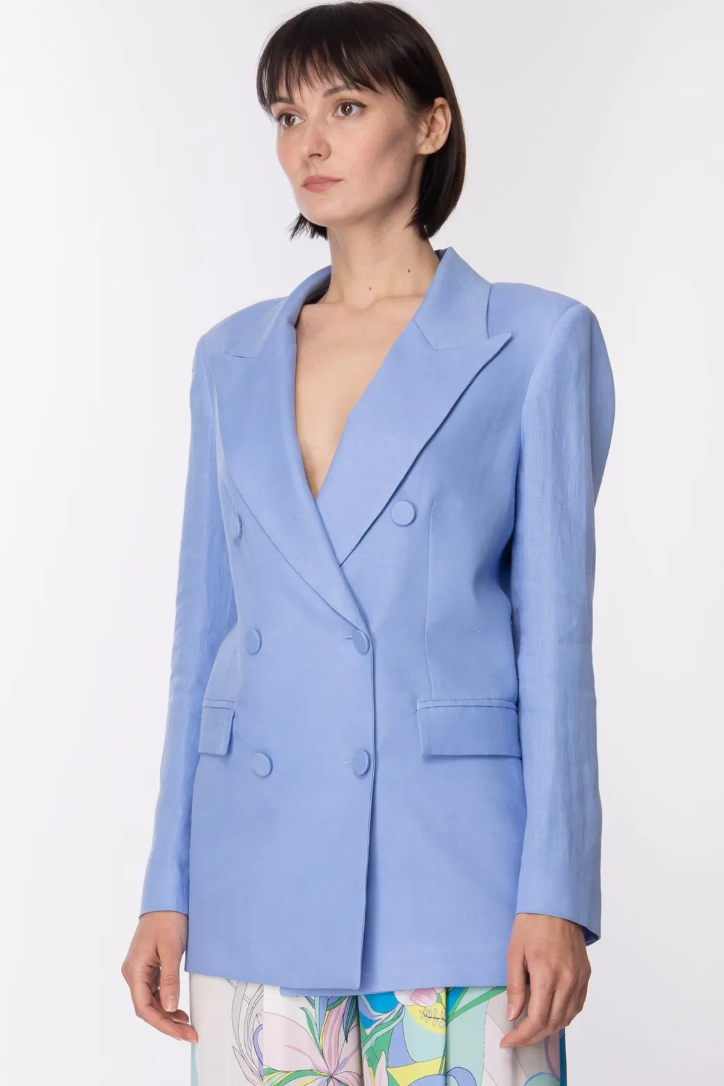 Simona Corsellini Giacca Classica DoppiopettoCELESTE