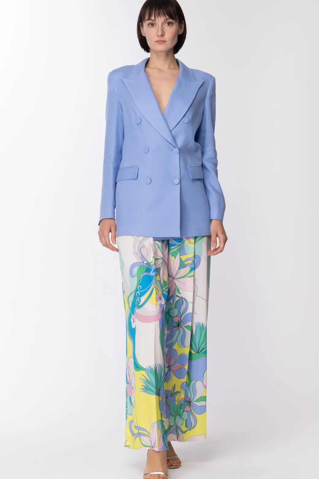 Simona Corsellini Giacca Classica DoppiopettoCELESTE