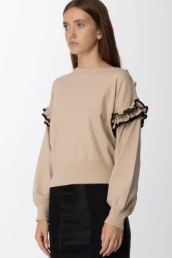 Simona Corsellini Maglia con Volant Sulle ManicheALMOND