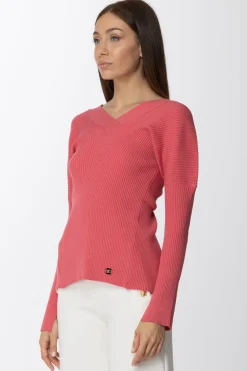 Simona Corsellini Maglia a Costine con Scollo a VPINK