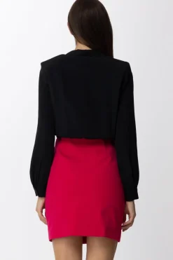 Simona Corsellini Mini Abito Bicolore con Bottoni LogatiNERO