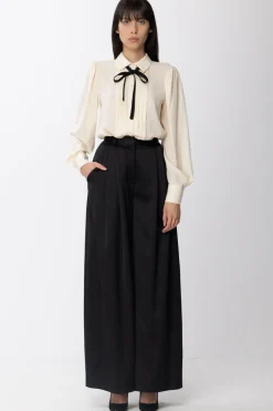 Simona Corsellini Pantaloni Palazzo a Vita AltaNERO