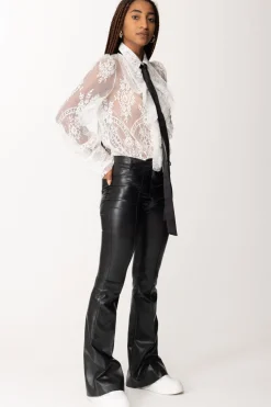 Simona Corsellini Pantaloni Flare In PelleNERO