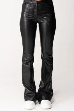 Simona Corsellini Pantaloni Flare In PelleNERO