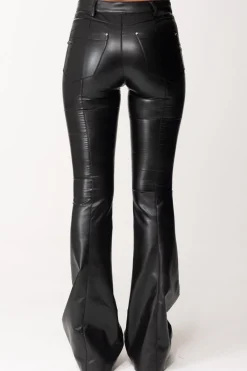 Simona Corsellini Pantaloni Flare In PelleNERO