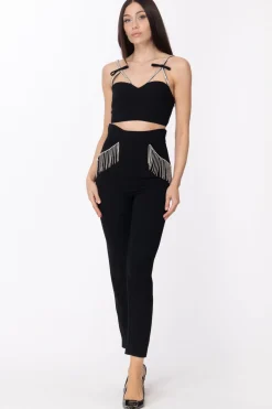Simona Corsellini Pantaloni con Frange Di StrassNERO