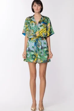 Simona Corsellini Shorts con Fantasia FlorealeBRIGHT GREEN