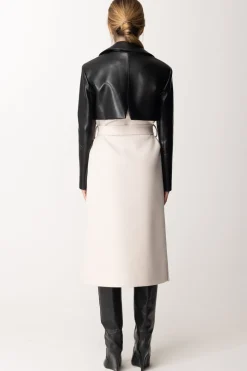 Simona Corsellini Trench Ecopelle Bicolore DoppiopettoWHITE CLOUD/NERO