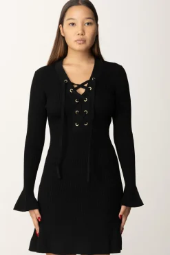 Twin-set Abito a Coste con LaccettiNERO